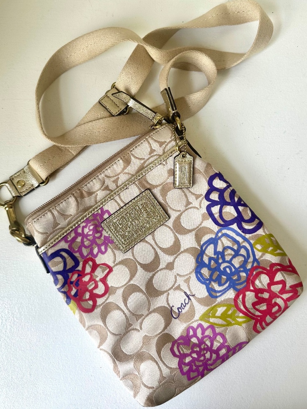 Coach Daisy Poppy Floral Applique Swing Pack